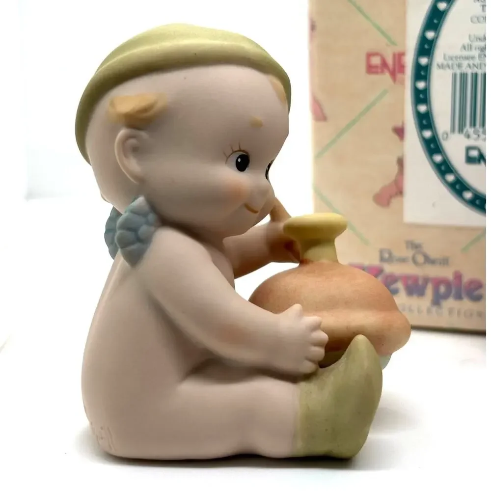 VTG 1994 Enesco, Rose O'Neill Porcelain Kewpie Doll Dressed as Elf Figure w/Box
